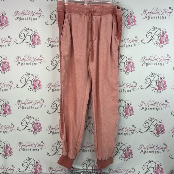 Splendid Pants - Splendid joggers orange Rose Pink Textured Fabric pockets pants cargo